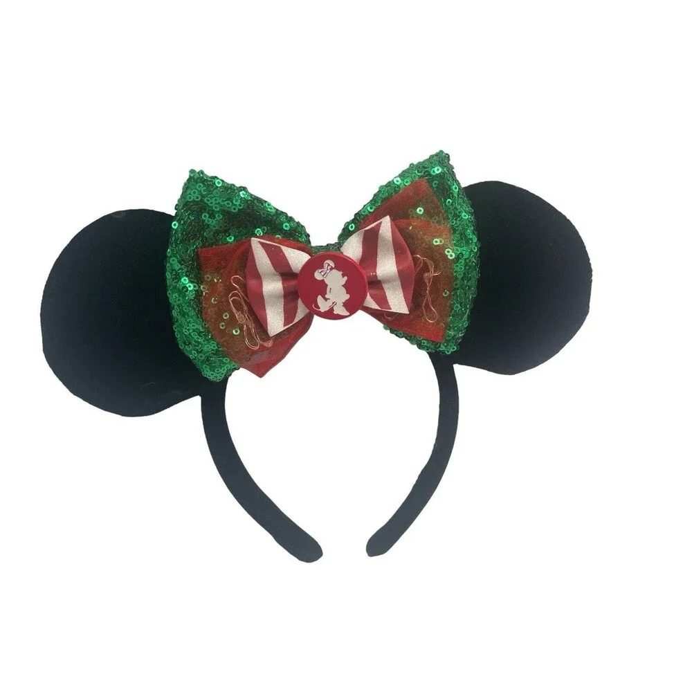 Disney Parks Minnie Ears Christmas Holiday Light Up Bow Barrette Hair Clip Green - Picture 10 of 16